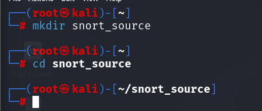 Creating and entering snort_source